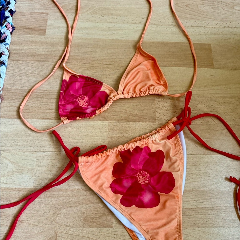 Motel Rocks Orange and Red Floral Bikini